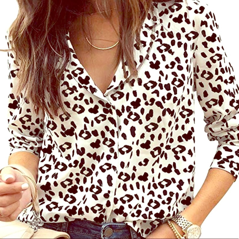 b&w animal print tunic top